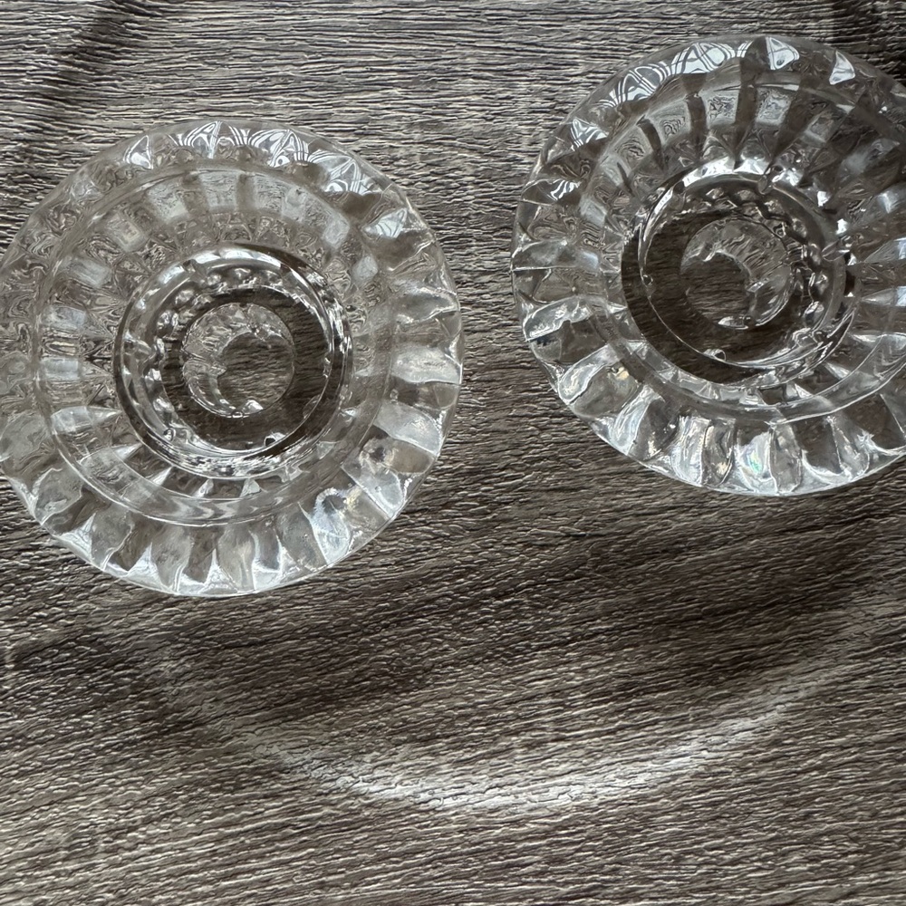 2pc Elegant Crystal Clear Glass Candle Holder Set of Two Home Decor